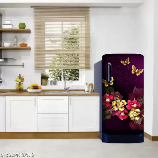 Ashtha Wall Decor Fridge Single Door Wallpaper Sticker Wrap For Refrigerator (Size 24x49 inch) Design35