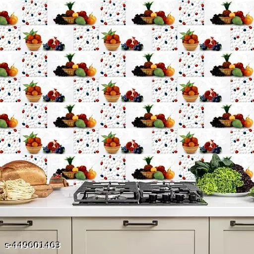 SDM Wallpapers for wall I Kitchen Wallpaper Roll For Kitchen Wall Sticker | (40x200)cm Oil Proof and Water Proof Self Adhesive Wallpaper fruits on beautiful kitchen wall