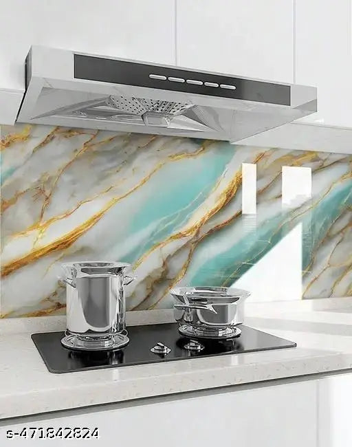 Combo of 2 Sky Gold Marble Self-Adhesive Wallpapers – 60x200 cm Each, Waterproof Vinyl Stickers