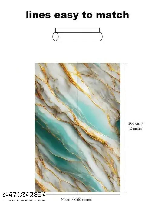 Combo of 2 Sky Gold Marble Self-Adhesive Wallpapers – 60x200 cm Each, Waterproof Vinyl Stickers