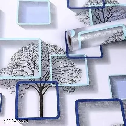 Blue PVC SELF Adhesive Space Wallpaper Peel and Stick Easy to Stick and Kitchen Bedroom Living room Cabinet (300 cm x 45 cm, Pack of 1)