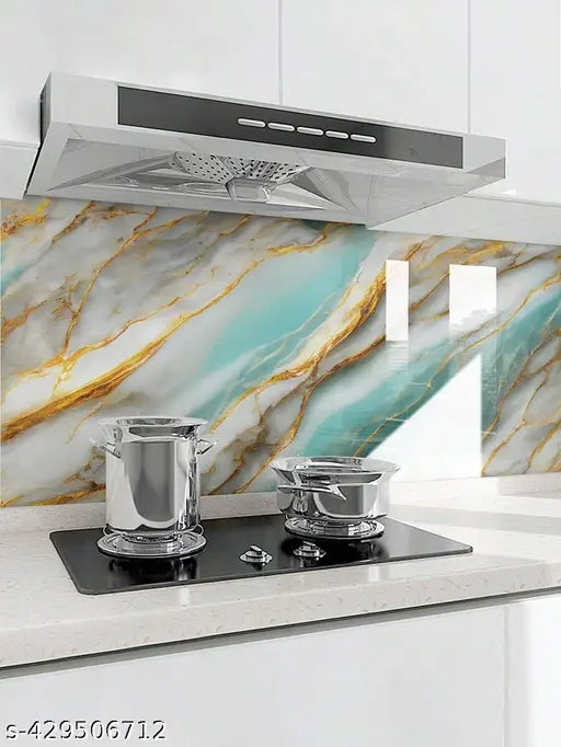 SKY GOLD Marble Wallpaper for Walls Kitchen Marble Wallpaper for Kitchen Wallpaper Oil Proof and Waterproof Wall Papers Water Proof Kitchen Marble Wallpaper (Size 60 * 200 Cm)