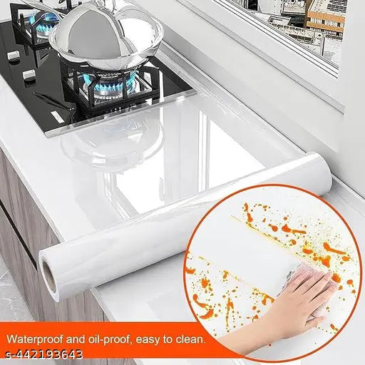 elf-Adhesive Vinyl Oil Proof Waterproof Heat Resistant Wallpaper, Peel and Stick Contact Paper, Stain-Resistant and Removable Paper for Home and Kitchen (2 M Transparent GG)