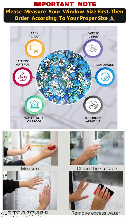WOLOUR (16x120)Inch 3D White Lilly Flower Window Films Privacy Glass Film Self Adhesive Decorative Film for Bathroom/Door Window/Heat Control/Sidelight/Anti UV Control Stickers ( Pack of 1) - 10ft Length