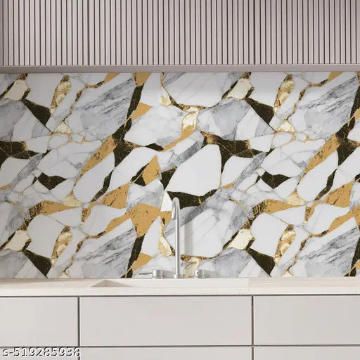 Wall Stickers DIY Wallpaper Vinyl Marble Wallpaper Peel and Stick Waterproof Wallpaper for Home Kitchen Countertop Cabinet Oil Proof Kitchen (pack of 1, Size:60*200 cm)