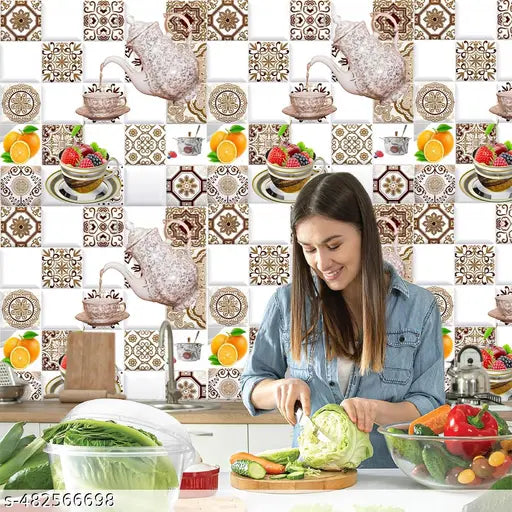 Self Adhesive 3D Wallpaper for kichen | Kitchen Wallpaper Rolls For Kitchen Decoration Wall Sticker for Kitchen Wallpaper for wall (40 X 210 CM) ) wallpaper stickers | Kitchen Wallpaper