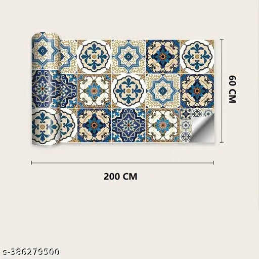 Moroccan Tile Stickers for Kitchen Backsplash Bathroom Floor Wood Glass Stick Home Decor Furniture (60cmx200cm)