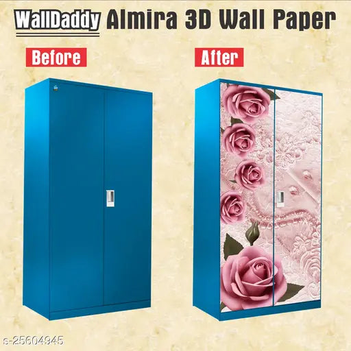 Almirah Wallpaper Stickers For Home Decoration Trendy Wallpaper Almirah Stickers Size (213x99)Cm Wardrobe Stickers Self Adhesive Almira Stickers For Home Love Rose Art Wardrobe Wallpaper Sticker For Bedroom, Living Room | Almirah Door Stickers | Almera Wallpaper (Pack Of - 1)