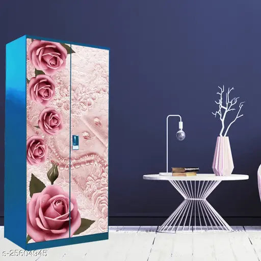 Almirah Wallpaper Stickers For Home Decoration Trendy Wallpaper Almirah Stickers Size (213x99)Cm Wardrobe Stickers Self Adhesive Almira Stickers For Home Love Rose Art Wardrobe Wallpaper Sticker For Bedroom, Living Room | Almirah Door Stickers | Almera Wallpaper (Pack Of - 1)