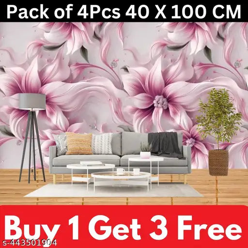 SRK_ Pack of 4Pcs (Size - 105 X 45Cm) Self Adhesive Wallpaper for Living Room Bed Room Kitchen Hall Peel and Stick Vinyl Wallpaper