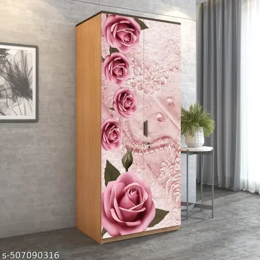 Almirah Wallpaper Stickers For Home Decoration Trendy Wallpaper Almirah Stickers Size (213x99)Cm Wardrobe Stickers Self Adhesive Almira Stickers For Home Love Rose Art Wardrobe Wallpaper Sticker For Bedroom, Living Room | Almirah Door Stickers | Almera Wallpaper (Pack Of - 1)
