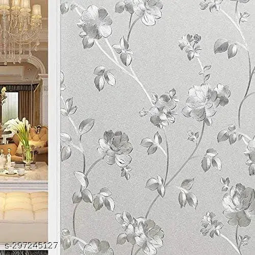 (41x153)CM Rose Sticker Window Films Privacy Glass Film Self Adhesive Decorative Film for Bathroom/Door Window/Heat Control/Sidelight/Anti UV Control Stickers
