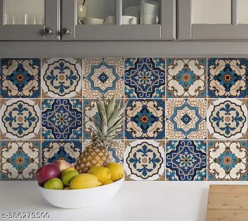 Moroccan Tile Stickers for Kitchen Backsplash Bathroom Floor Wood Glass Stick Home Decor Furniture (60cmx200cm)