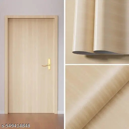 Wood Grain Home Decor Furniture Waterproof Vinyl Wall Sticker Self Adhesive PVC Wallpaper Kitchen Cabinet Door Sticker Wall Papers(size60x200cm)(white wooden color)