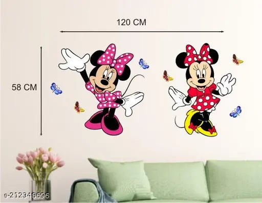 Decor Solution Mickey Mouse Funny Cartoon Wall Sticker ( ideal size on wall: 120 cm x 58 cm ),Multicolour