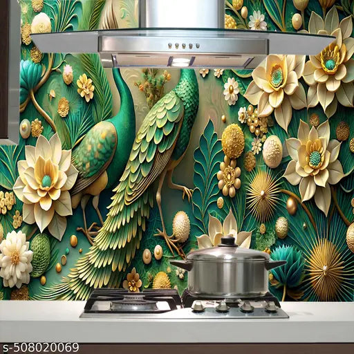 100x40 CM -(pack of 3 roll ) Self Adhesive Wall Stickers For Kitchen Kitchen Wallpaper Waterproof Wall Sticker | Kitchen Shelf Stickers for Home | Kitchen Wall Stickers Oil Proof (Dark 💀💀💀) Wallpaper for Walls of Kitchen | Bedroom & Living Room