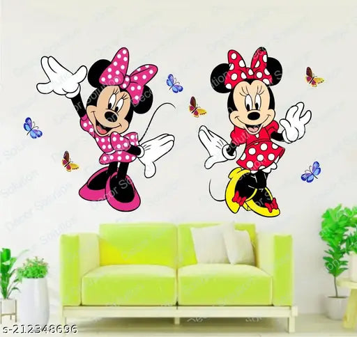 Decor Solution Mickey Mouse Funny Cartoon Wall Sticker ( ideal size on wall: 120 cm x 58 cm ),Multicolour