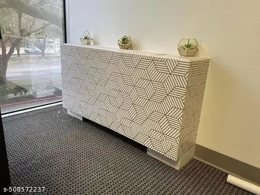 SUKUNENTERPRISE Gold Geometric Self-Adhesive Wallpaper | Peel and Stick Vinyl Wall Covering | Waterproof, Removable, and Durable Wall Sticker for Home, Office, Kitchen & Bedroom Décor – 45cm x 200cm