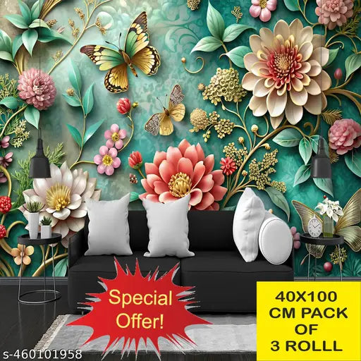 Self Adhesive Wall Stickers For Kitchen 100x40 CM Pack Of 3 Kitchen Wallpaper Waterproof Wall Sticker | Kitchen Shelf Stickers for Home | Kitchen Wall Stickers Oil Proof Wallpaper for Walls of Kitchen | Bedroom & Living Room