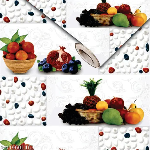 SDM Wallpapers for wall I Kitchen Wallpaper Roll For Kitchen Wall Sticker | (40x200)cm Oil Proof and Water Proof Self Adhesive Wallpaper fruits on beautiful kitchen wall