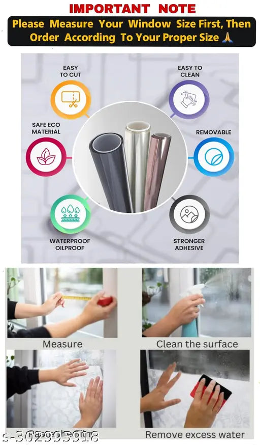 (41x153)CM Y- Design Window Films Privacy Glass Film Self Adhesive Decorative Film for Bathroom\/Door Window\/Heat Control\/Sidelight\/Anti UV Control Stickers