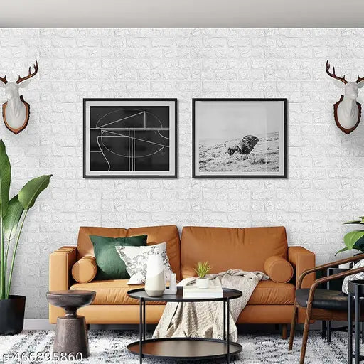 3D White Brick Wallpaper - Self Adhesive Pe Foam Brick Design 3D Wall Stickers/Diy Wallpaper For Home Hotel Living Room Bedroom & Café ( 70 X 77 Cm, Appx. 5.8Sq Feet) White Pack Of-5