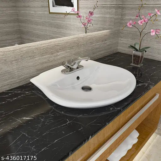 Black Marble Sticker For Kitchen Countertops Waterproof Black Marble Wallpaper Self Adhesive And Removable Marble Paper For Kitchen Bathroom Cabinet Furniture (60*200 Cm)