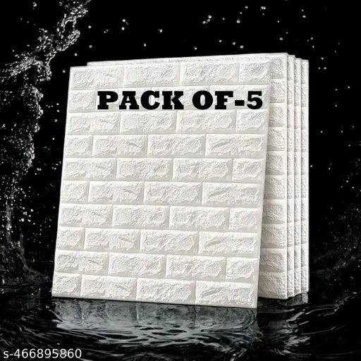 3D White Brick Wallpaper - Self Adhesive Pe Foam Brick Design 3D Wall Stickers/Diy Wallpaper For Home Hotel Living Room Bedroom & Café ( 70 X 77 Cm, Appx. 5.8Sq Feet) White Pack Of-5