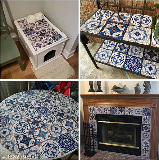 Moroccan Tile Stickers for Kitchen Backsplash Bathroom Floor Wood Glass Stick Home Decor Furniture (60cmx200cm)