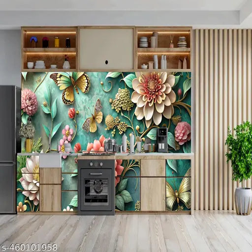 Self Adhesive Wall Stickers For Kitchen 100x40 CM Pack Of 3 Kitchen Wallpaper Waterproof Wall Sticker | Kitchen Shelf Stickers for Home | Kitchen Wall Stickers Oil Proof Wallpaper for Walls of Kitchen | Bedroom & Living Room