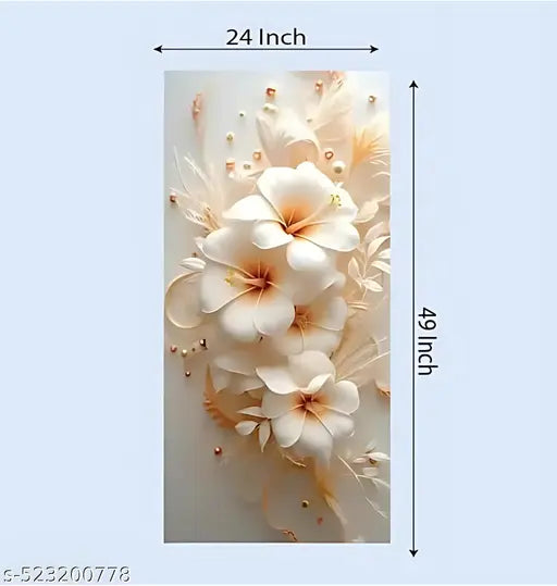 24x49 inch Floral Refrigerator Sticker, White Flower Pattern, Waterproof Vinyl Fridge Covering,Art And Craftt Store Delhi , #ArtAndCraftStoreDelhi #FloralFridgeDecor