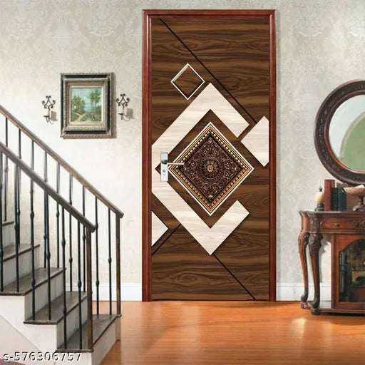 Home & Kitchen Decorative Door Wallpaper Sticker | Self-Adhesive Door Sticker Wallpaper for Door | Door Wallpaper Sticker for Kitchen Cabinets, Almirah, Plastic & Wooden Tabletop, Wardrobe, Fridge, Window, Decorative Wallpaper (Size:30x78 inch)