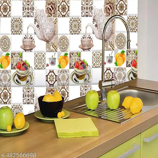 Self Adhesive 3D Wallpaper for kichen | Kitchen Wallpaper Rolls For Kitchen Decoration Wall Sticker for Kitchen Wallpaper for wall (40 X 210 CM) ) wallpaper stickers | Kitchen Wallpaper