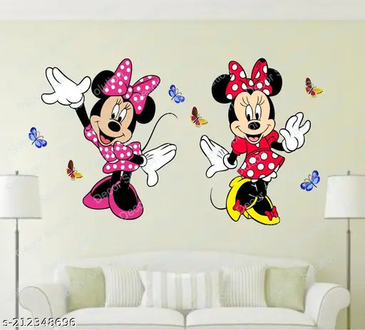 Decor Solution Mickey Mouse Funny Cartoon Wall Sticker ( ideal size on wall: 120 cm x 58 cm ),Multicolour