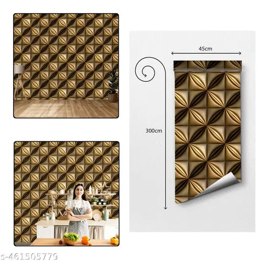 SRCC Premium Textured Design Self Adhesive Wallpaper – 45x300 CM Waterproof & Oilproof PVC Sticker for Kitchen, Bedroom & Living Room