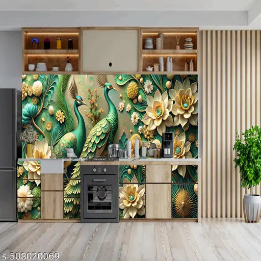 100x40 CM -(pack of 3 roll ) Self Adhesive Wall Stickers For Kitchen Kitchen Wallpaper Waterproof Wall Sticker | Kitchen Shelf Stickers for Home | Kitchen Wall Stickers Oil Proof (Dark 💀💀💀) Wallpaper for Walls of Kitchen | Bedroom & Living Room