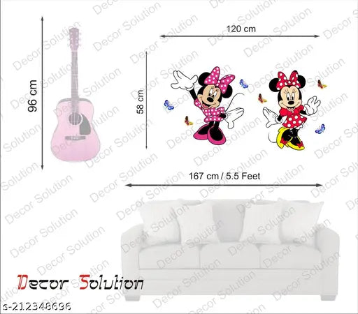 Decor Solution Mickey Mouse Funny Cartoon Wall Sticker ( ideal size on wall: 120 cm x 58 cm ),Multicolour