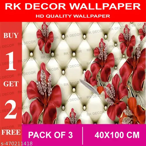 Rk Decor 3d Wallpaper for Livingroom Bedroom Home Office Wall Decor Water Proof (40x100 CM) Pack of 3
