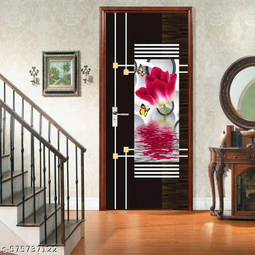 Home & Kitchen Decorative Door Wallpaper Sticker | Self-Adhesive Door Sticker Wallpaper for Door | Door Wallpaper Sticker for Kitchen Cabinets, Almirah, Plastic & Wooden Tabletop, Wardrobe, Fridge, Window, Decorative Wallpaper (Size:30x78 inch)