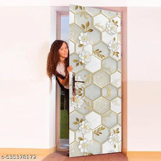 MR Printart Decorative Door Wallpaper | Self Adhesive Door Wallpaper 30x78 | Door Vinyl Stickers Waterproof for 3D Floral Door | Home, Office, Kitchen, Living Room, Bedroom Doors
