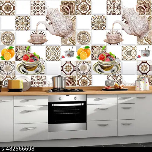 Self Adhesive 3D Wallpaper for kichen | Kitchen Wallpaper Rolls For Kitchen Decoration Wall Sticker for Kitchen Wallpaper for wall (40 X 210 CM) ) wallpaper stickers | Kitchen Wallpaper