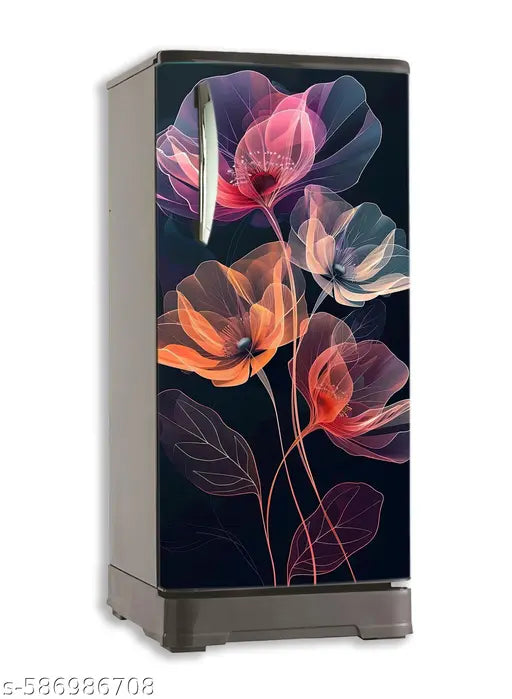 Modern Metallic Swirl Fridge Sticker (24x49 Inchh) – Luxury Waterproof and Scratch-Resistant Refrigerator Wallpaper for Kitchen Décor