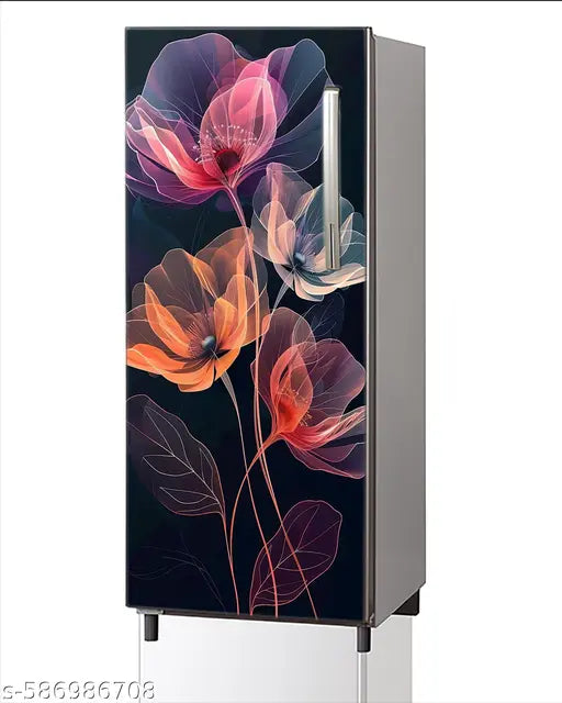 Modern Metallic Swirl Fridge Sticker (24x49 Inchh) – Luxury Waterproof and Scratch-Resistant Refrigerator Wallpaper for Kitchen Décor