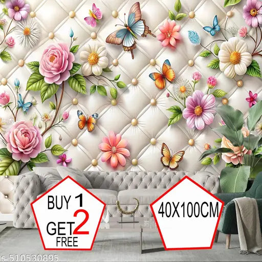 Elite Wallpaper ( Buy 1 Get 2 ) PACK OF 3 Wallpaper For wall decoration Waterproof wall stickers Wallpaper Pack Of Wallpaper for room decor wallpaper for bedroom wall flower design wallpaper