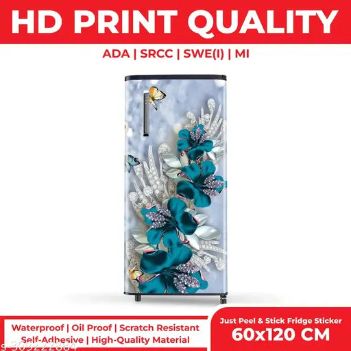 SRCC Premium Textured Design Fridge Sticker – 24x48 Inch Waterproof & Oilproof PVC Sticker for Single Door Refrigerators